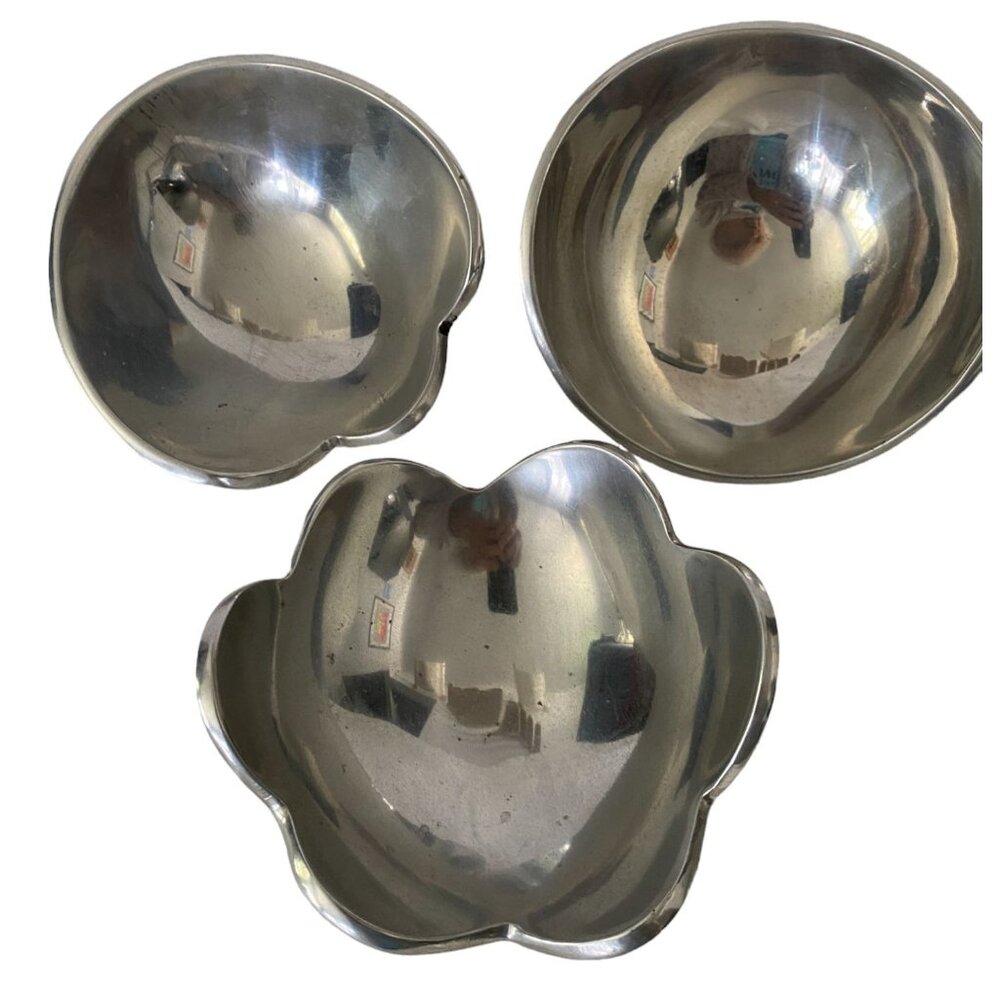 PINTEL COLLECTION By Towle  MID CENTURY MODERN INDIA set of 3 CANDY NUT BOWLS